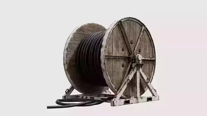Wooden Cable Reel - Game Ready PBR