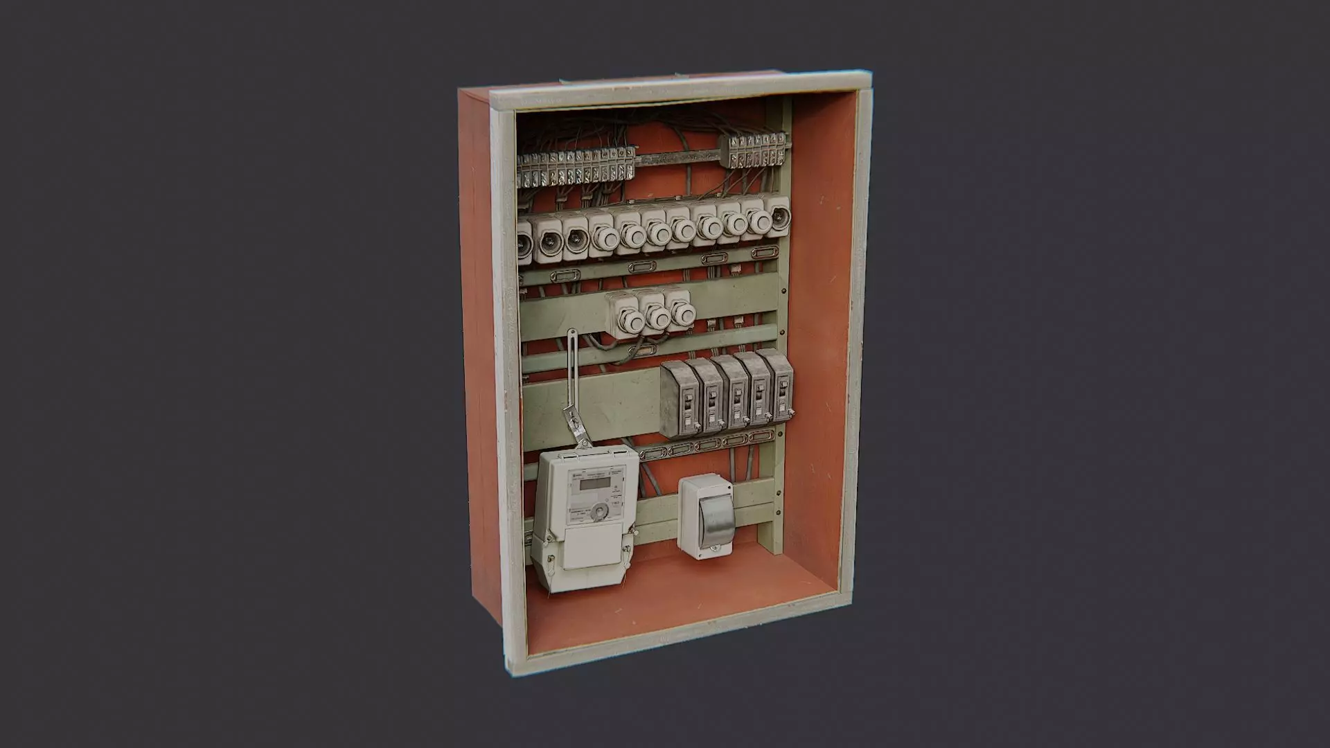 Wall mounted electrical distribution cabinet Low-poly 3D model_2