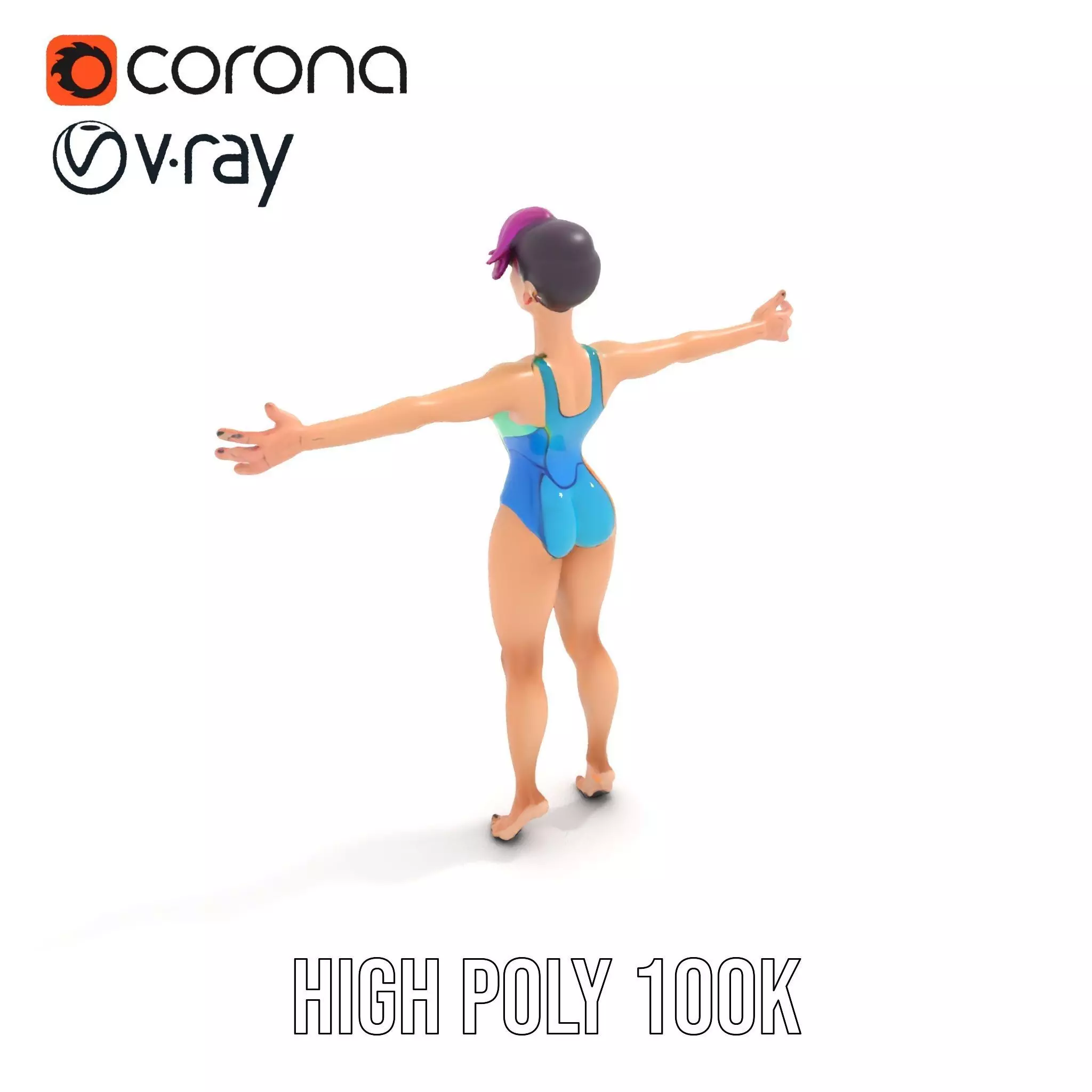 Vibrant Swimsuit Character model pack Low-poly 3D model_35