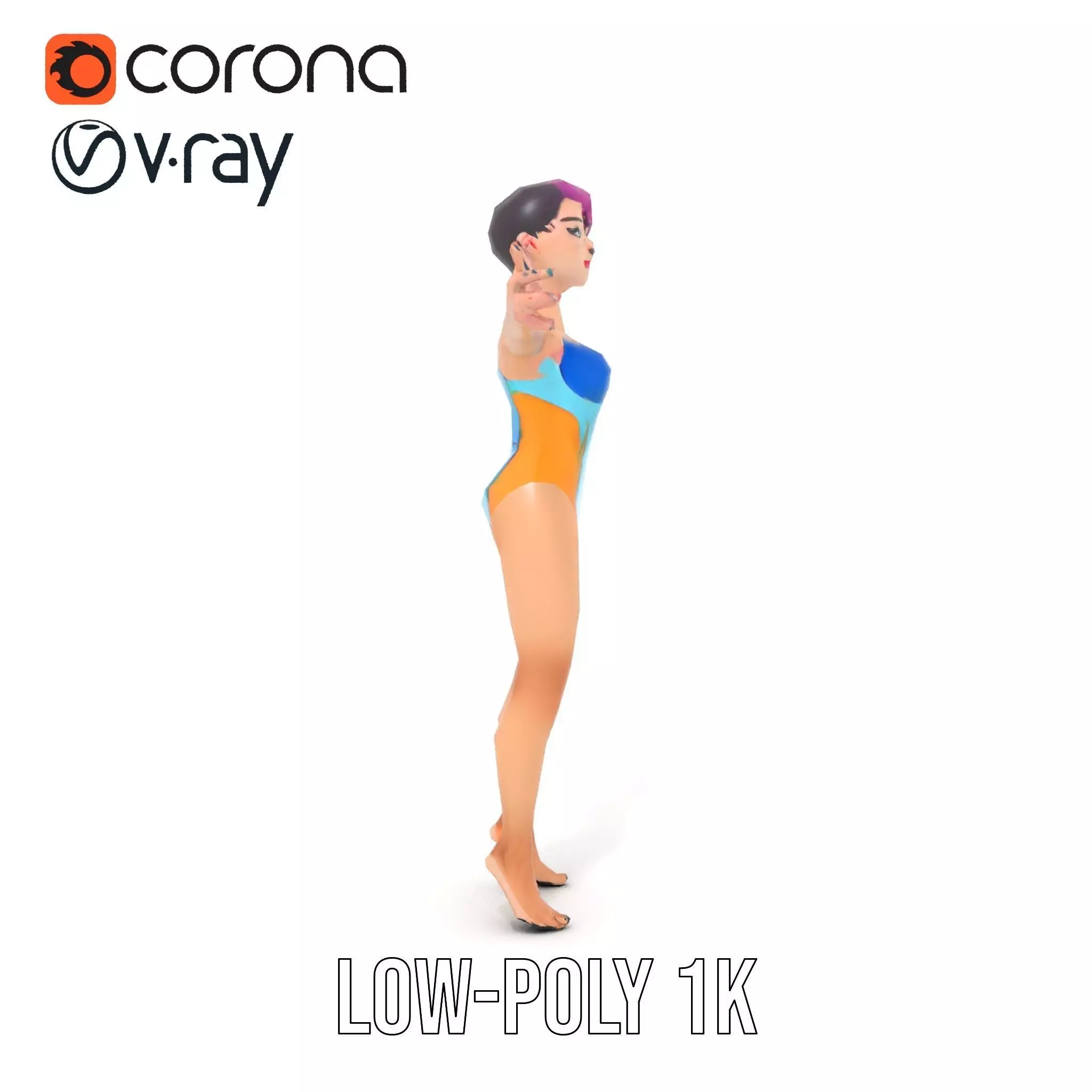 Vibrant Swimsuit Character model pack Low-poly 3D model_19