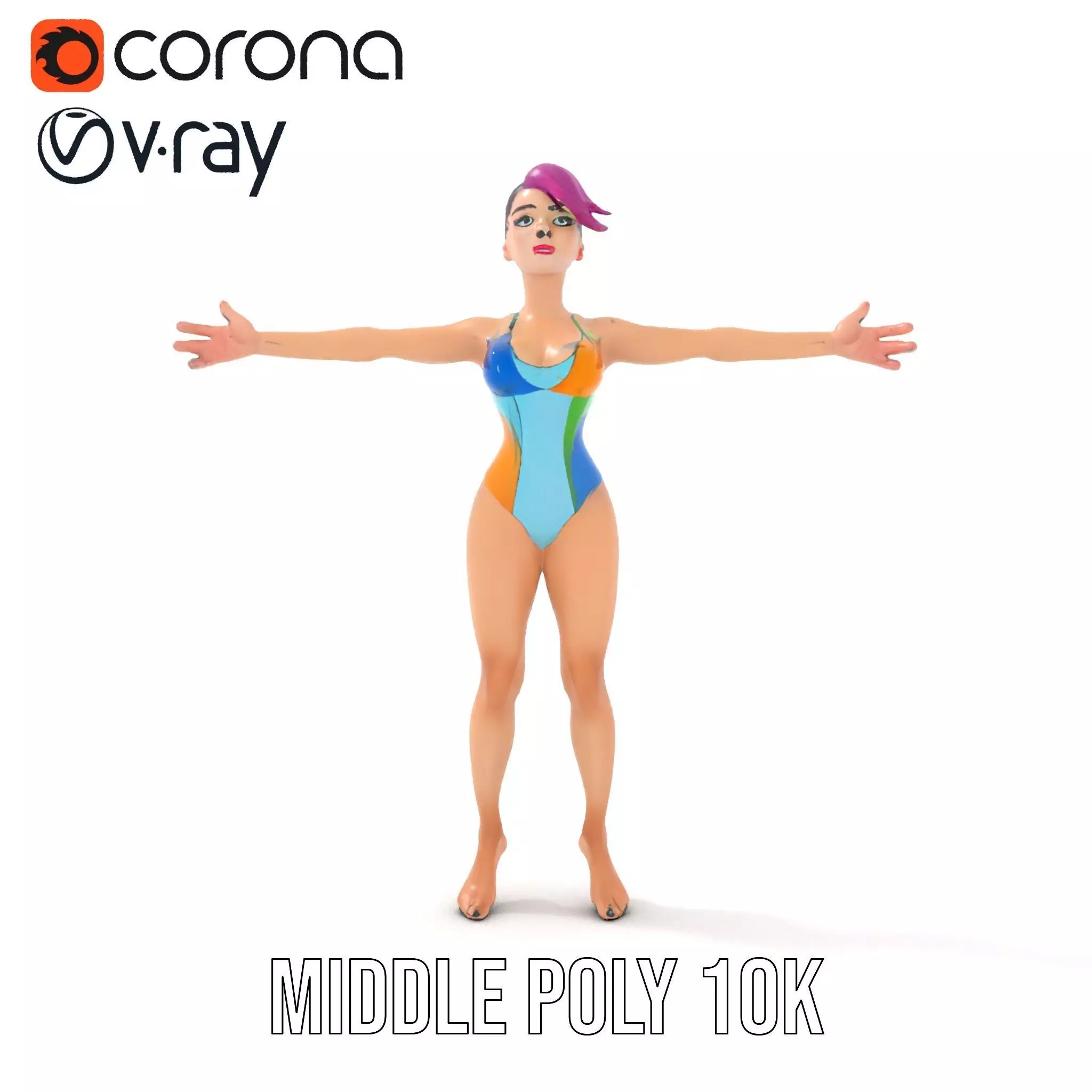 Vibrant Swimsuit Character model pack Low-poly 3D model_25