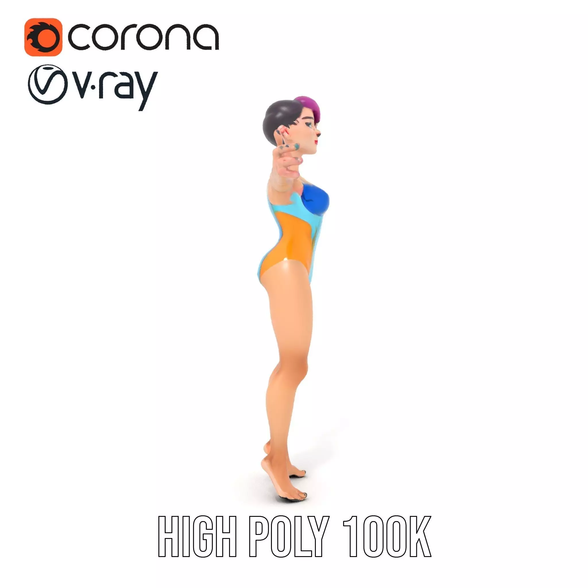 Vibrant Swimsuit Character model pack Low-poly 3D model_17