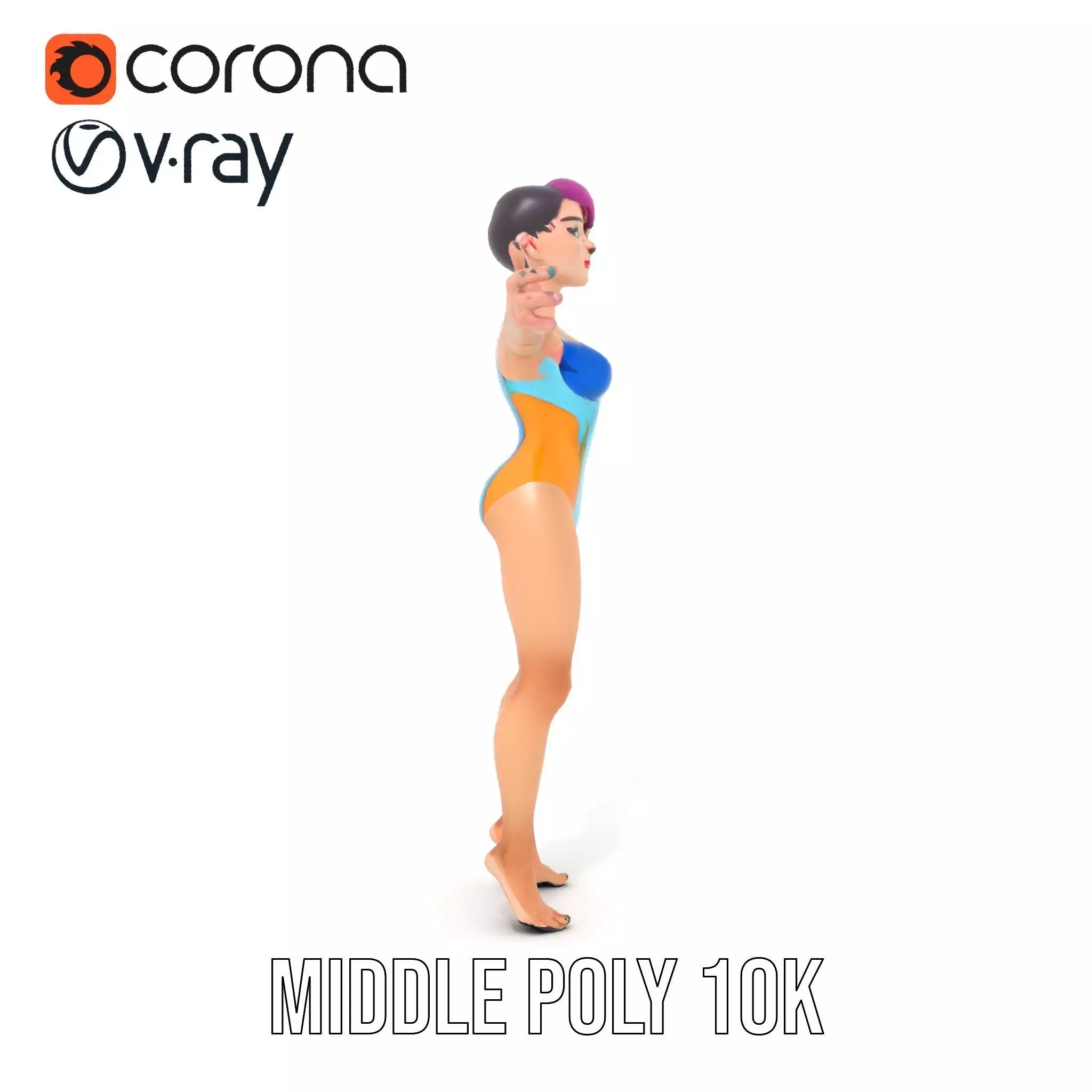 Vibrant Swimsuit Character model pack Low-poly 3D model_6