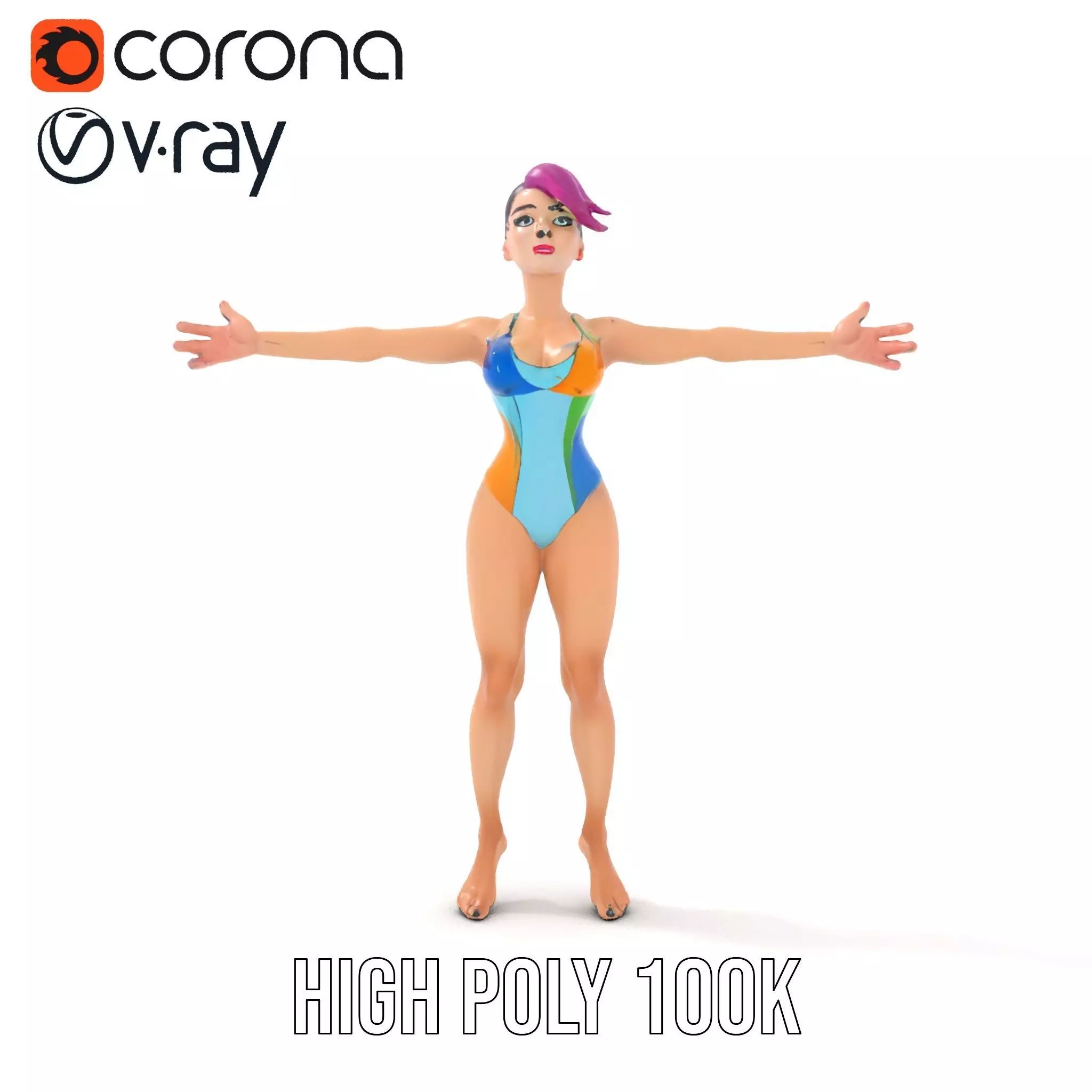 Vibrant Swimsuit Character model pack Low-poly 3D model_32