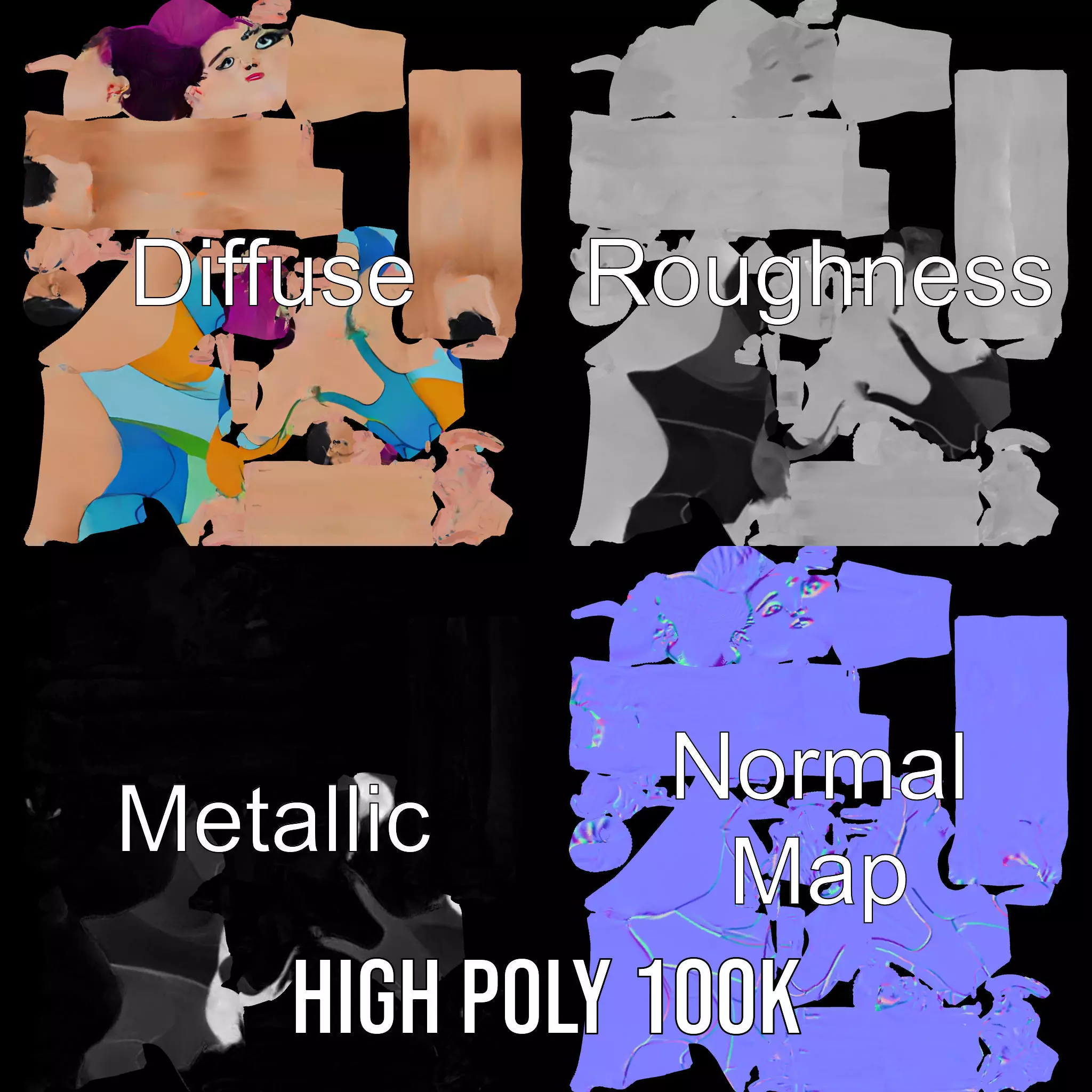 Vibrant Swimsuit Character model pack Low-poly 3D model_4