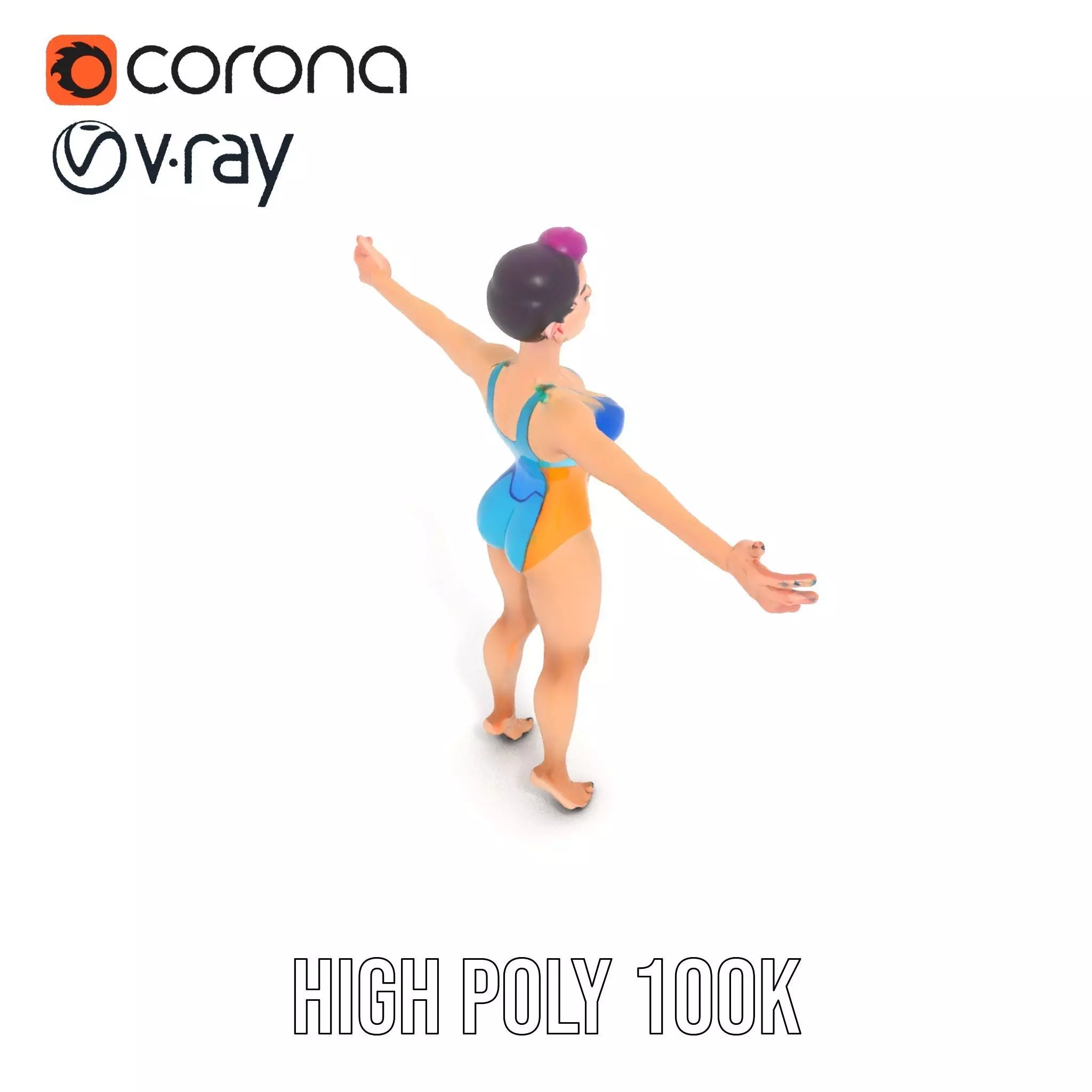 Vibrant Swimsuit Character model pack Low-poly 3D model_14