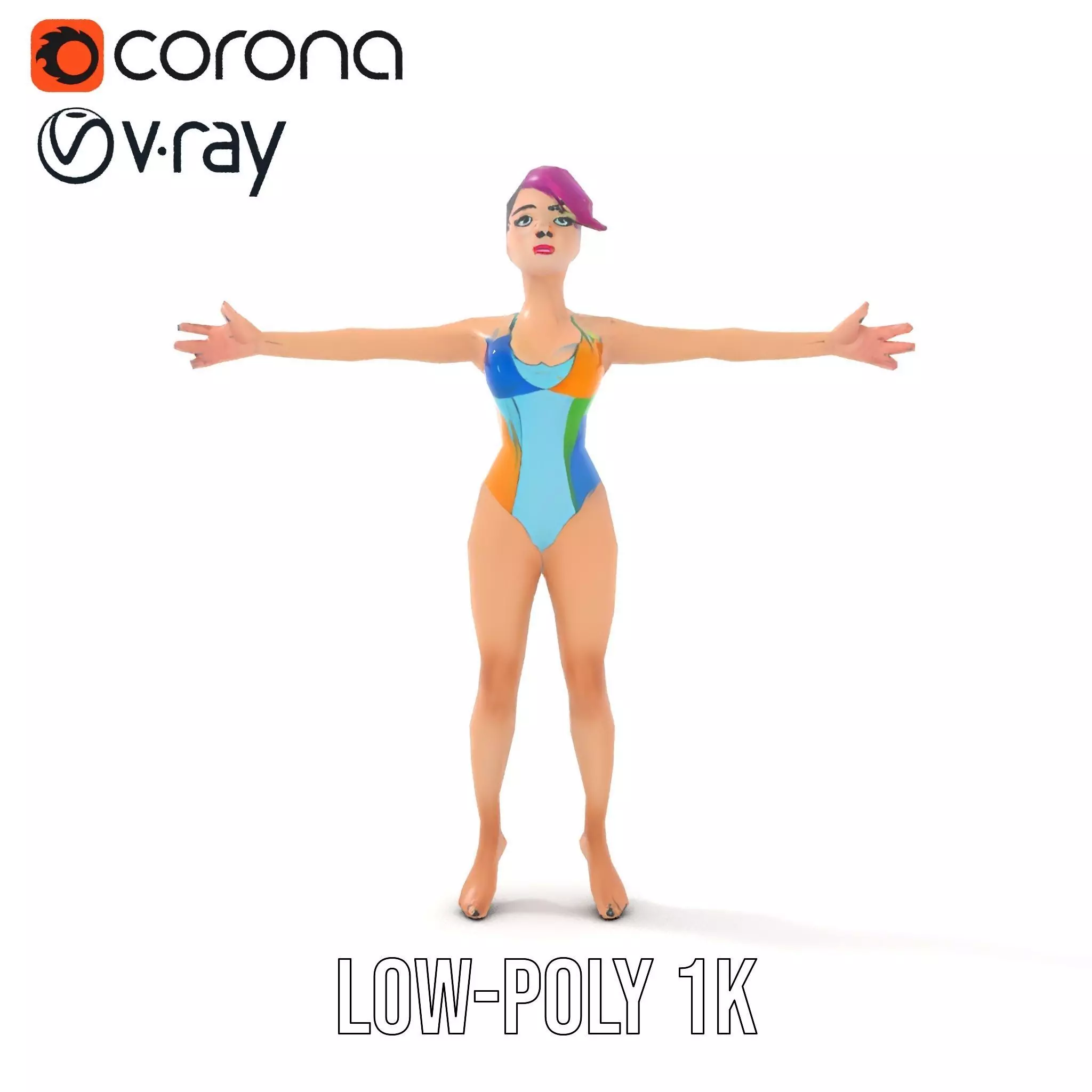Vibrant Swimsuit Character model pack Low-poly 3D model_28