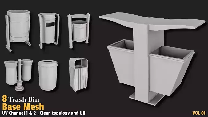 Trash Bin Base Mesh VOL01