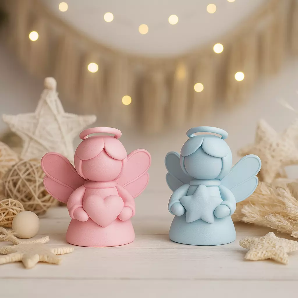 Cute Christmas Angel Figure Set  2 pcs Guardian Angels 3D print model_4