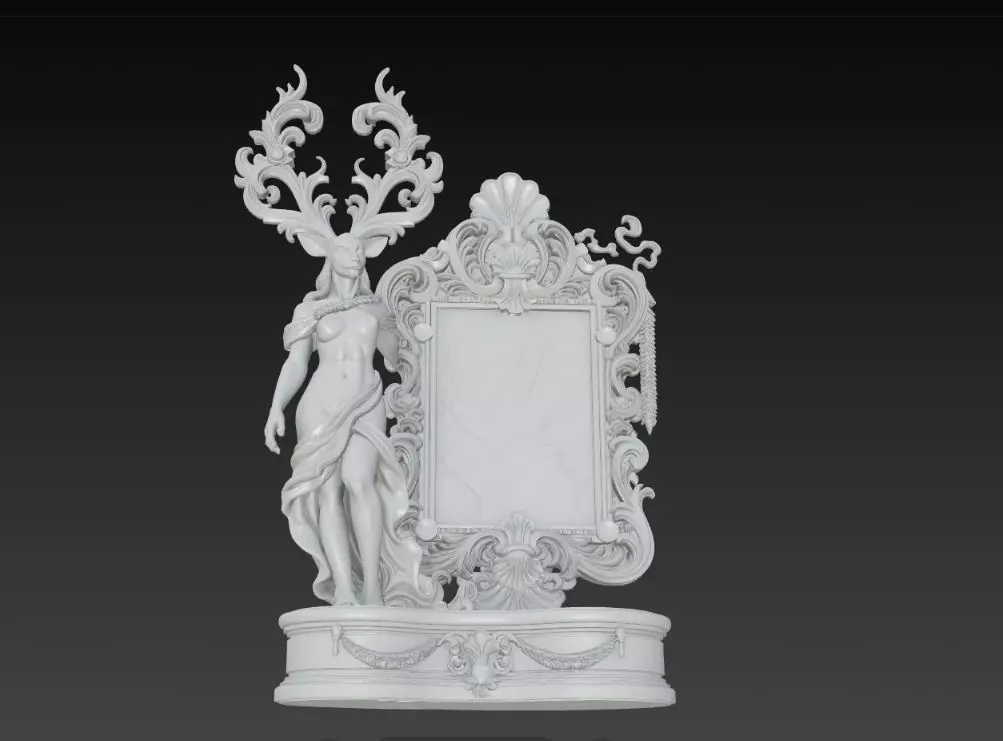 Lord of the Stag Spirit Baroque Mythological Frame 3D print model_25