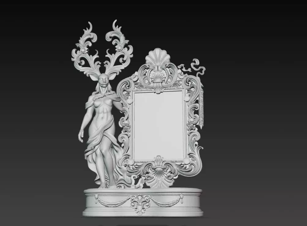 Lord of the Stag Spirit Baroque Mythological Frame 3D print model_1