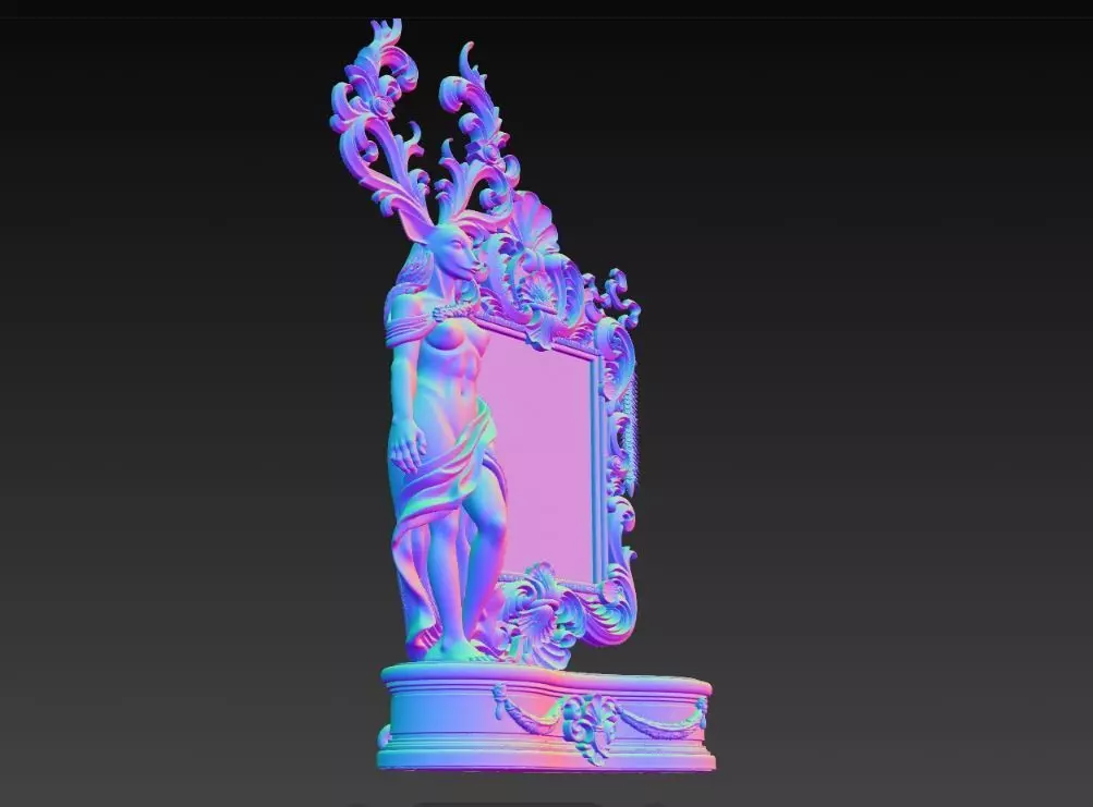 Lord of the Stag Spirit Baroque Mythological Frame 3D print model_10
