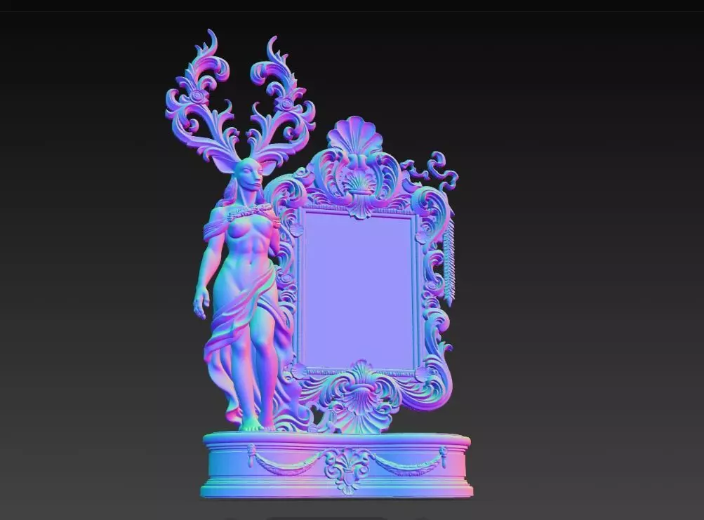 Lord of the Stag Spirit Baroque Mythological Frame 3D print model_9