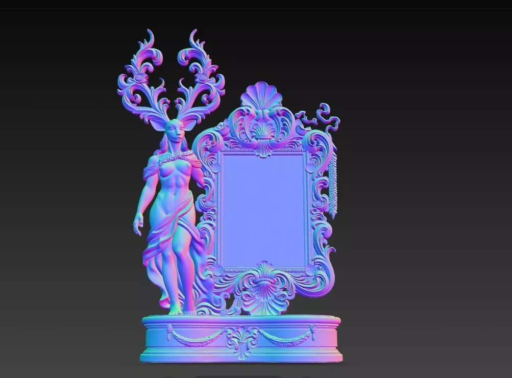 Lord of the Stag Spirit Baroque Mythological Frame 3D print model_18