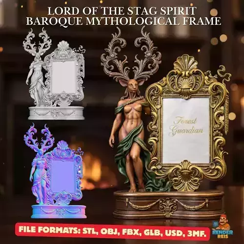 Lord of the Stag Spirit Baroque Mythological Frame 3D print model Lord of the Stag Spirit Baroque Mythological Frame 3D print model