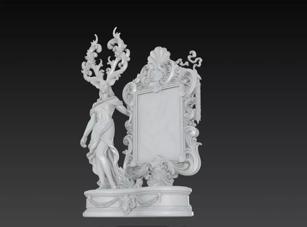 Lord of the Stag Spirit Baroque Mythological Frame 3D print model_7
