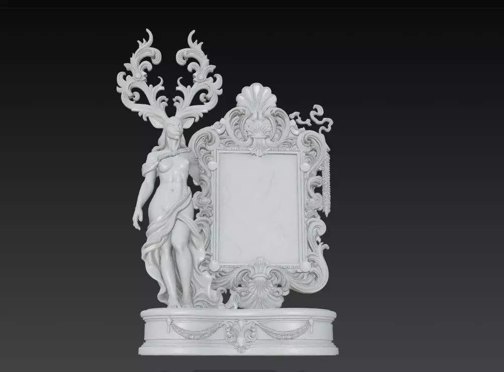 Lord of the Stag Spirit Baroque Mythological Frame 3D print model_8