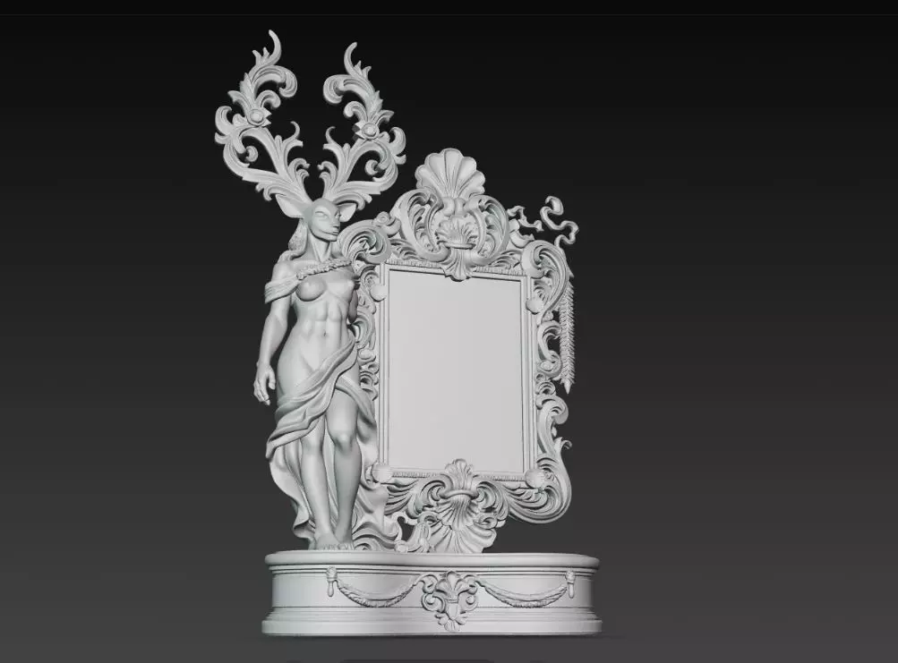 Lord of the Stag Spirit Baroque Mythological Frame 3D print model_12