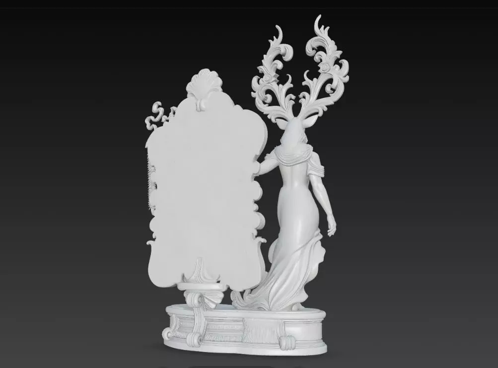 Lord of the Stag Spirit Baroque Mythological Frame 3D print model_4