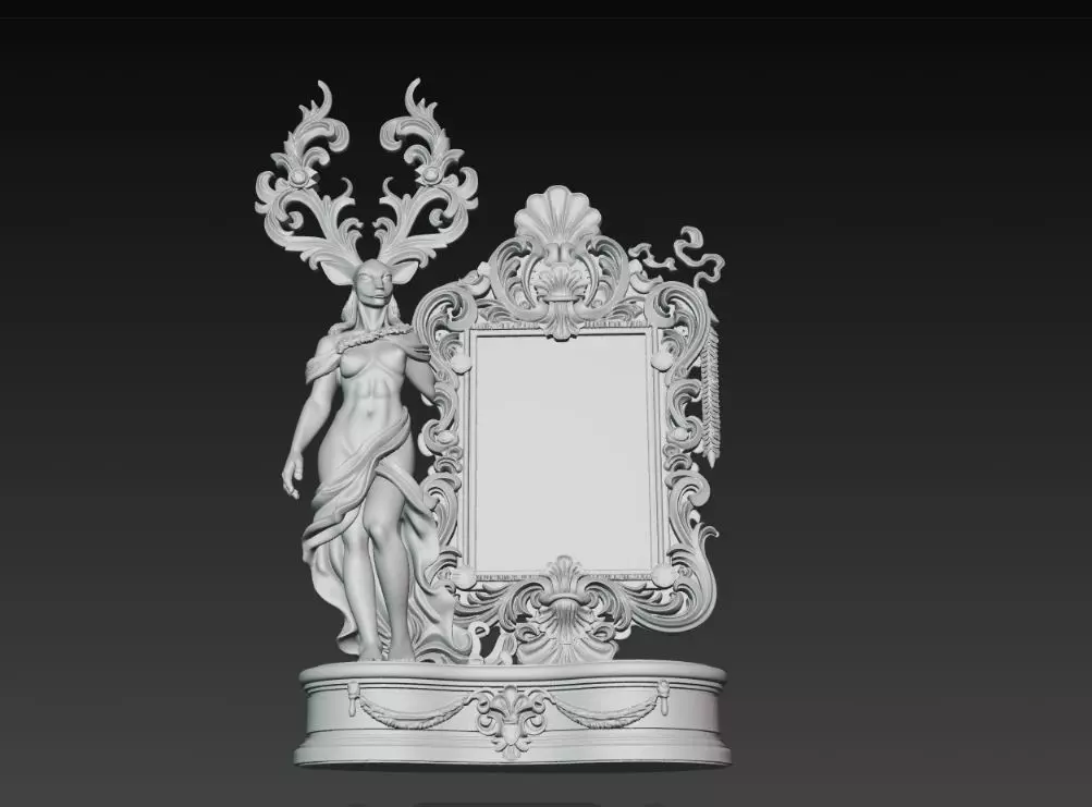 Lord of the Stag Spirit Baroque Mythological Frame 3D print model_24