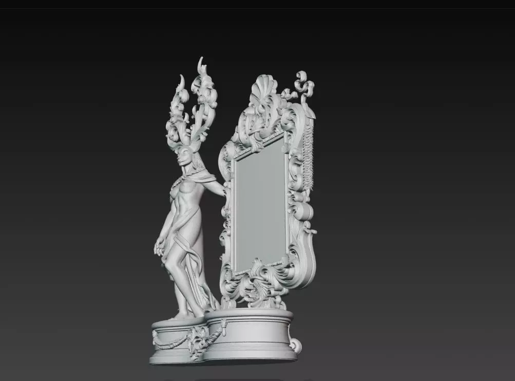 Lord of the Stag Spirit Baroque Mythological Frame 3D print model_23