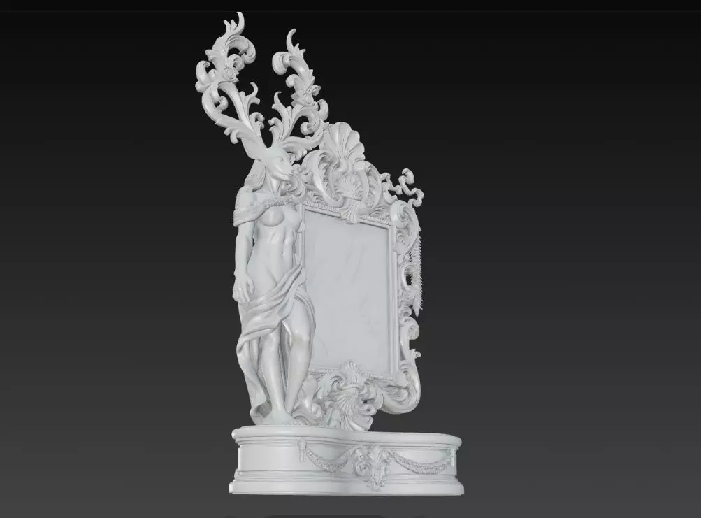 Lord of the Stag Spirit Baroque Mythological Frame 3D print model_2