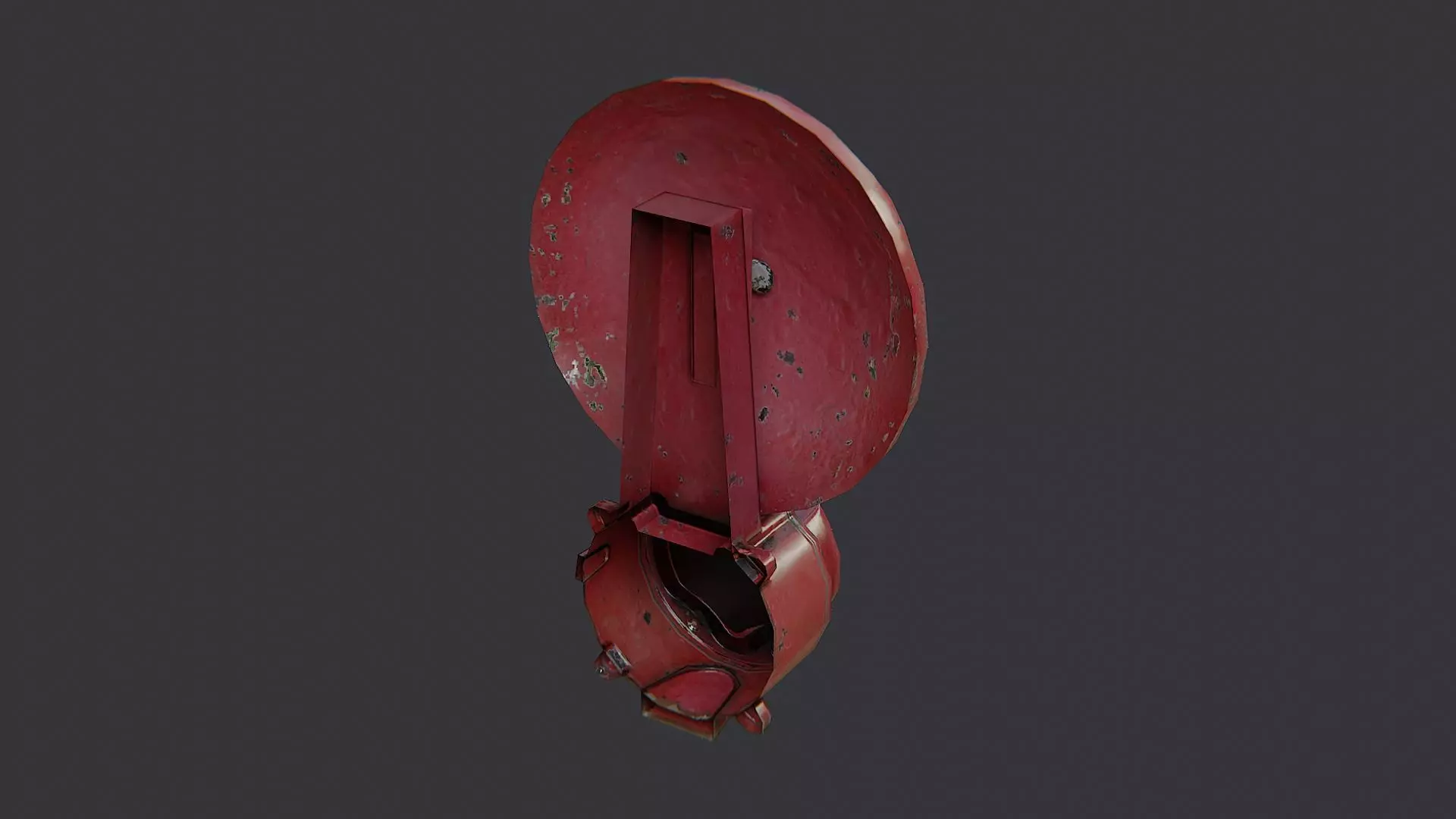 fire alarm bell siren red vintage device Low-poly 3D model_1
