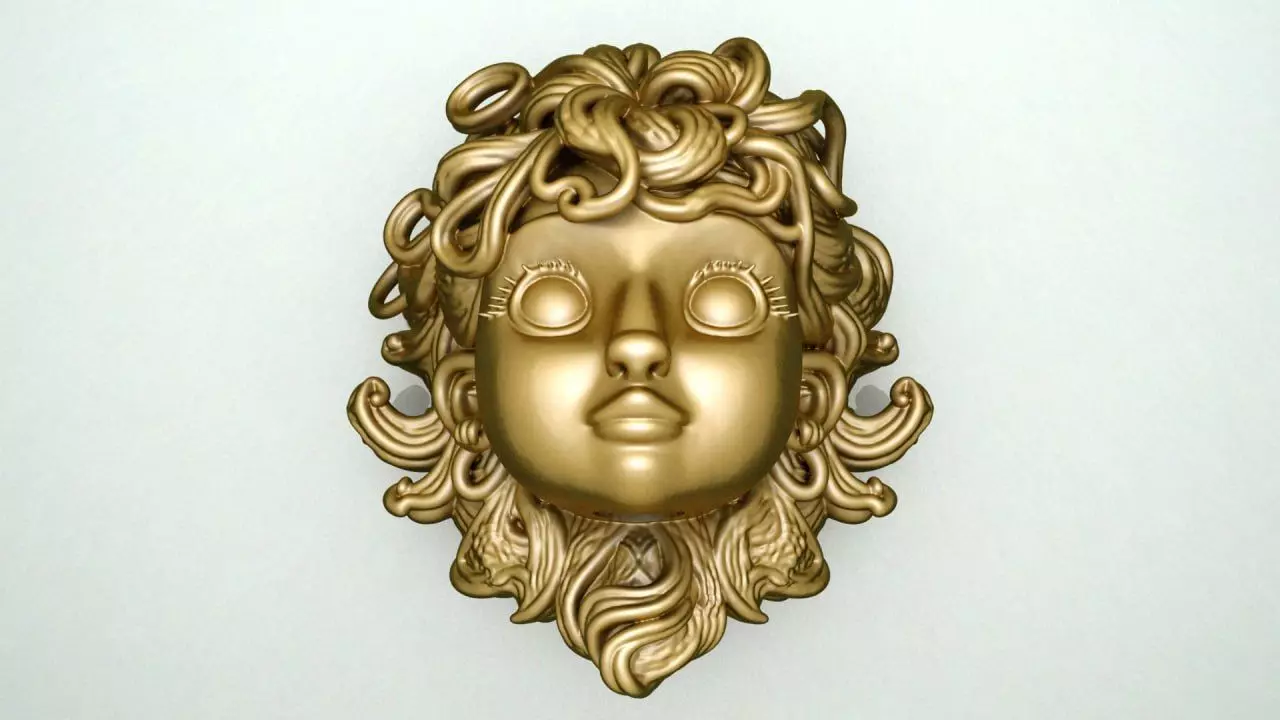 Curly head 1 3D print model_0