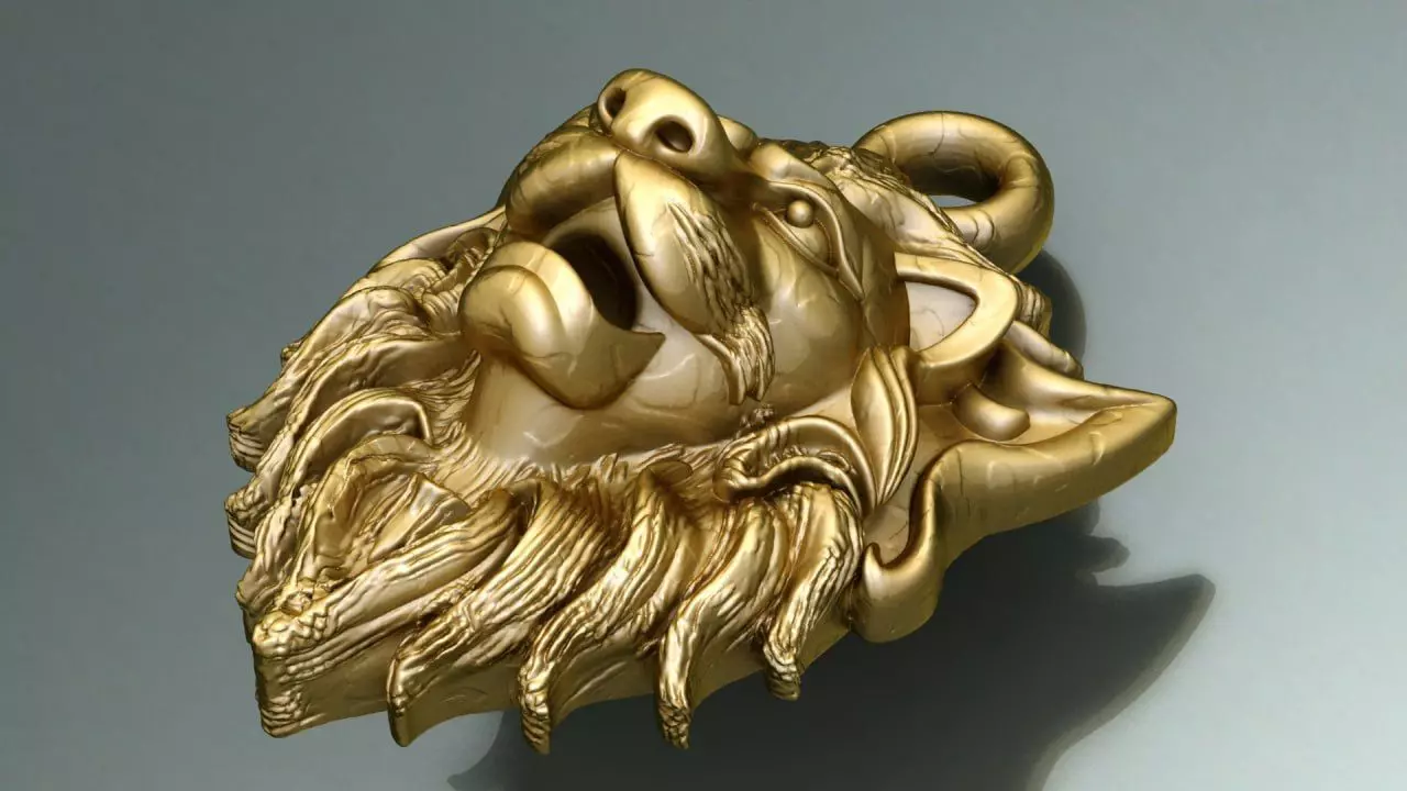 Lion head pendant 18 3D print model_1