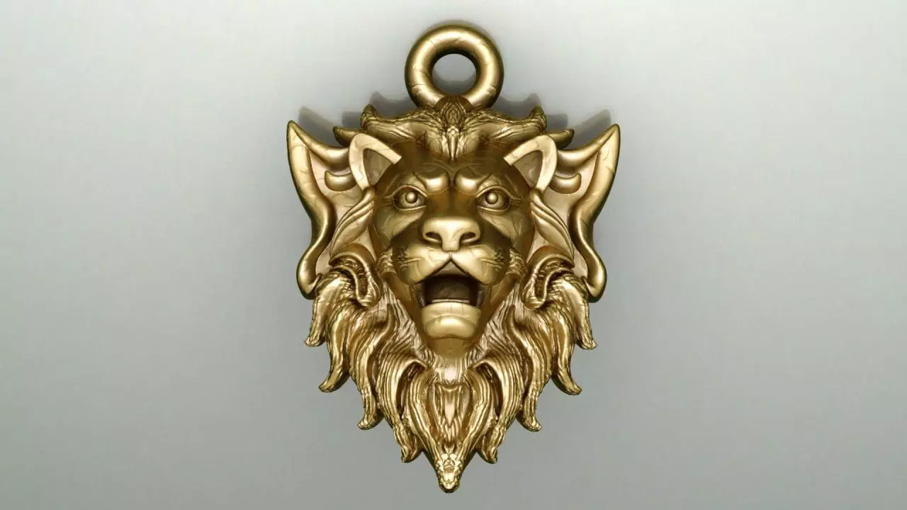 Lion head pendant 18 3D print model_0