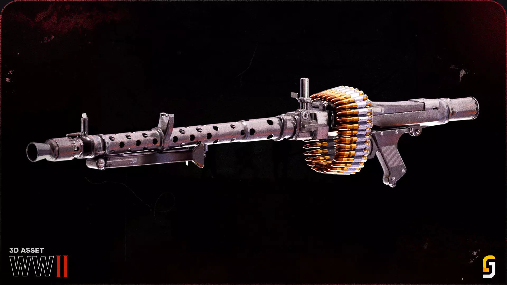 WW2 MG34 - Maschinengewehr  Low-poly 3D model_4