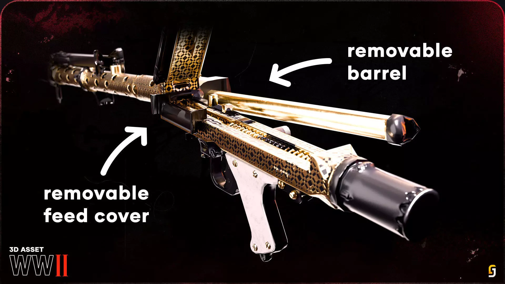 WW2 MG34 - Maschinengewehr  Low-poly 3D model_7