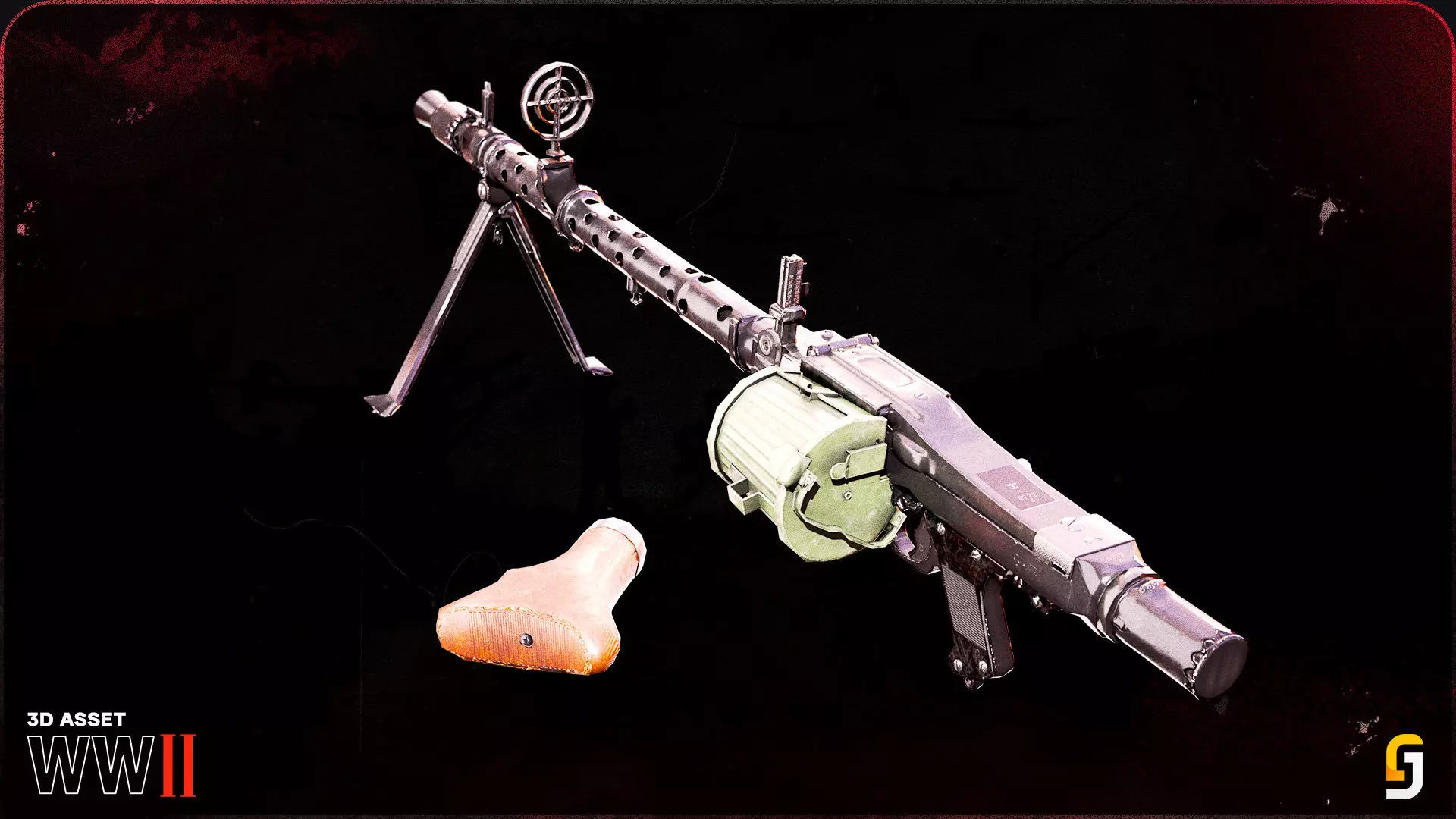 WW2 MG34 - Maschinengewehr  Low-poly 3D model_3