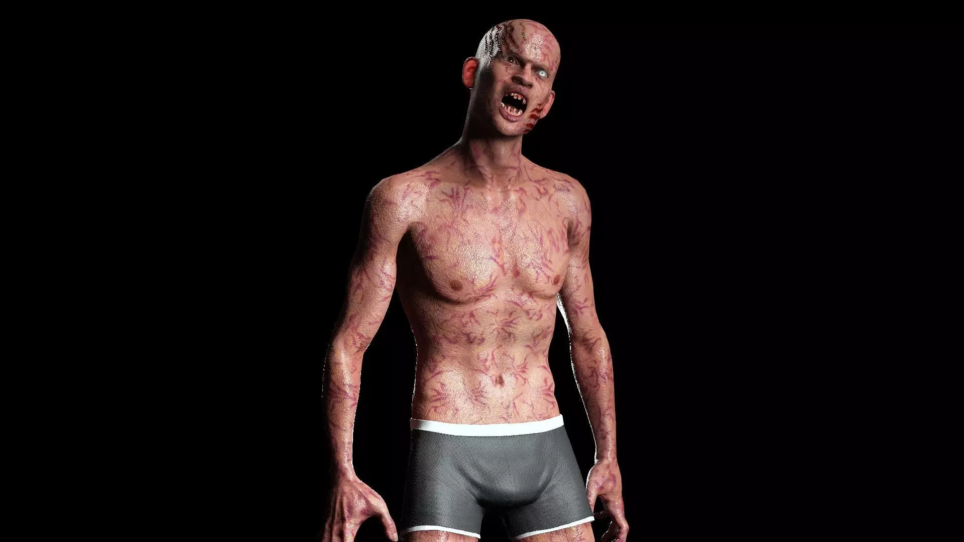 Male Zombie Low-poly 3D model_0