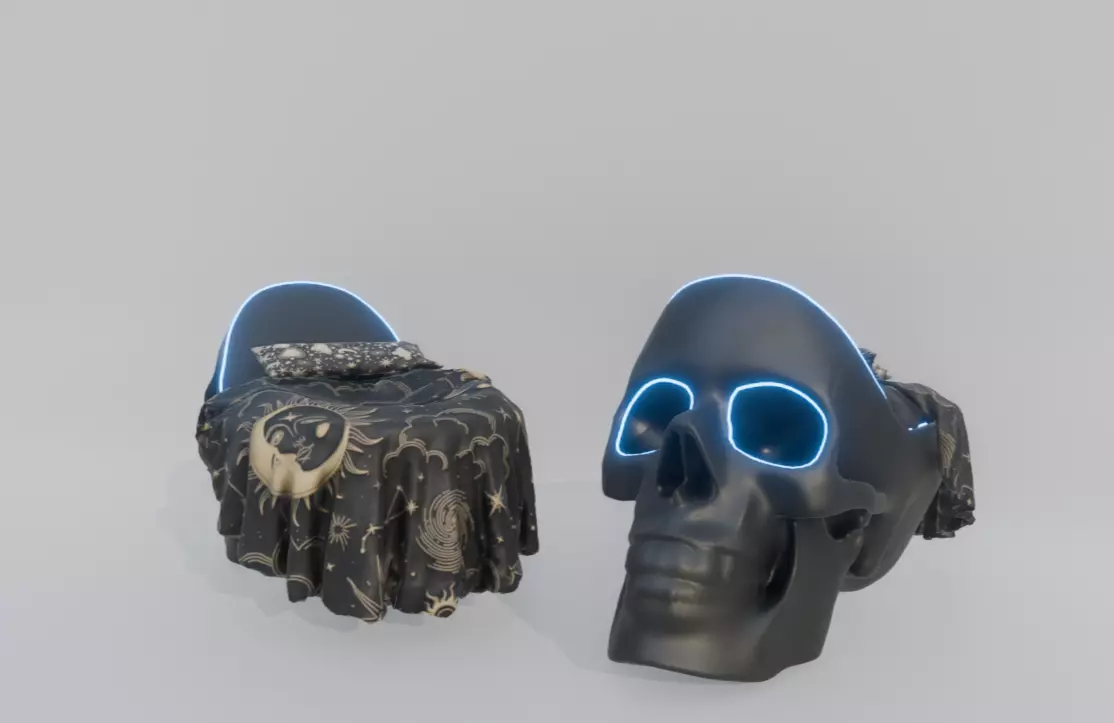 Skull Bed Low-poly 3D model_0