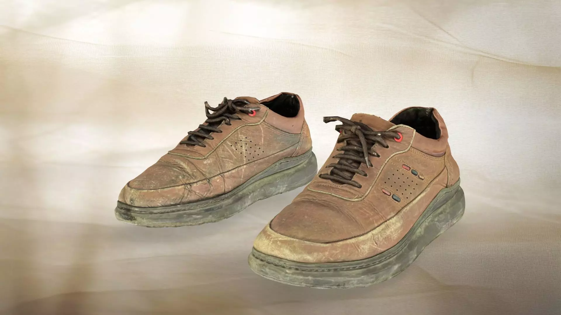 A pair of used men shoe 016 Free low-poly 3D model