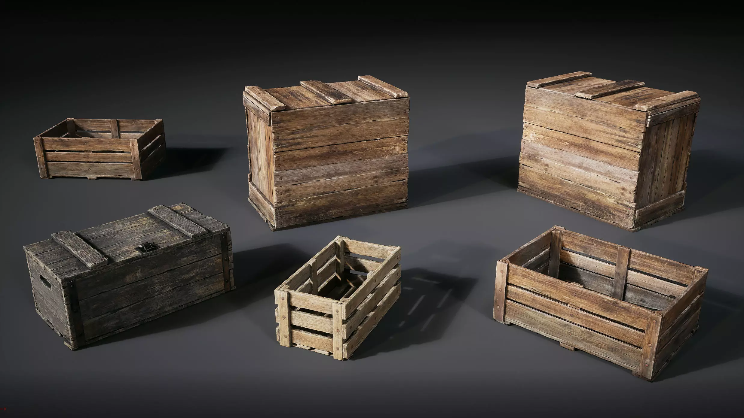 Vintage Barrels and Crates Pack Low-poly 3D model_5