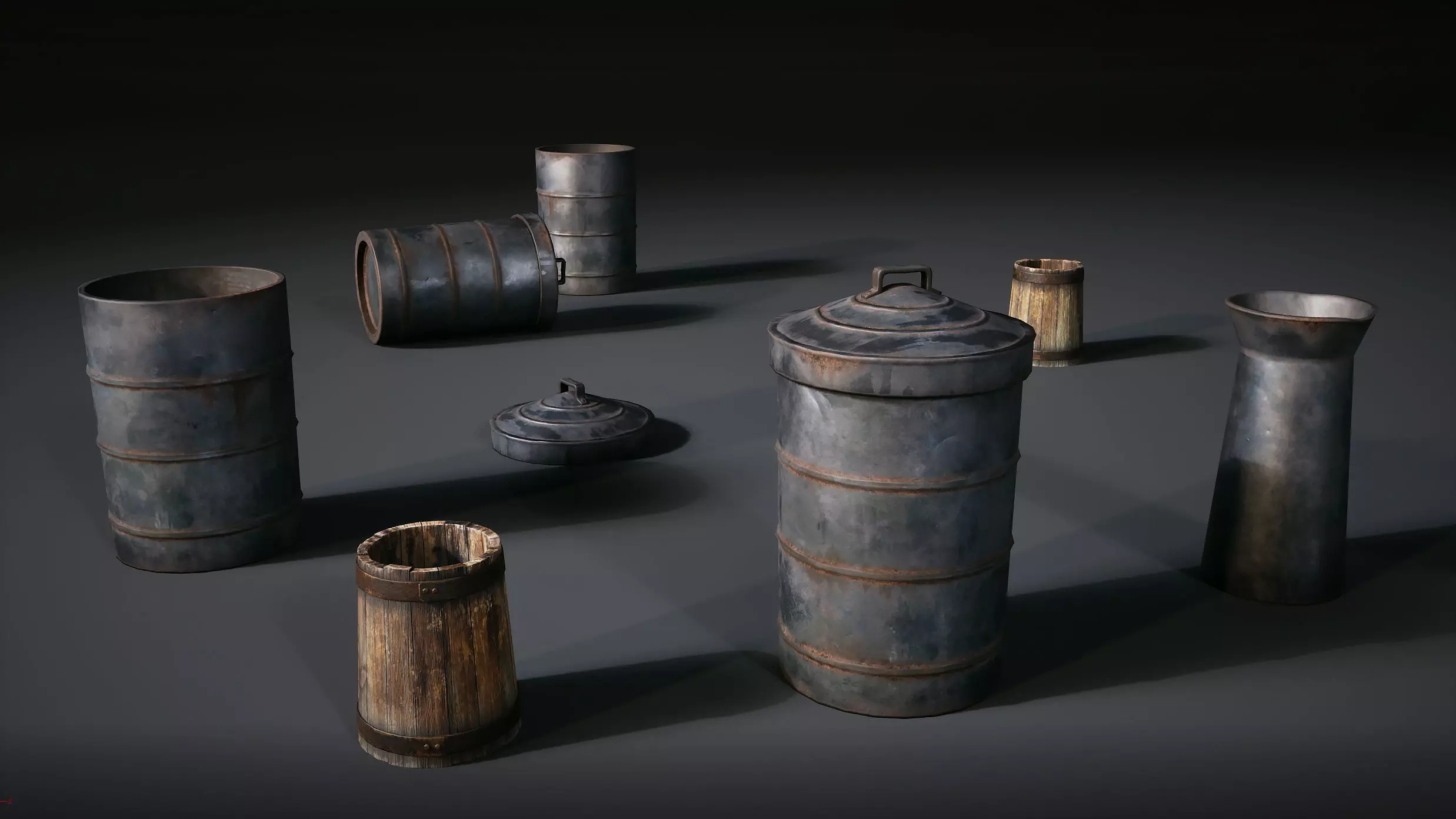 Vintage Barrels and Crates Pack Low-poly 3D model_8