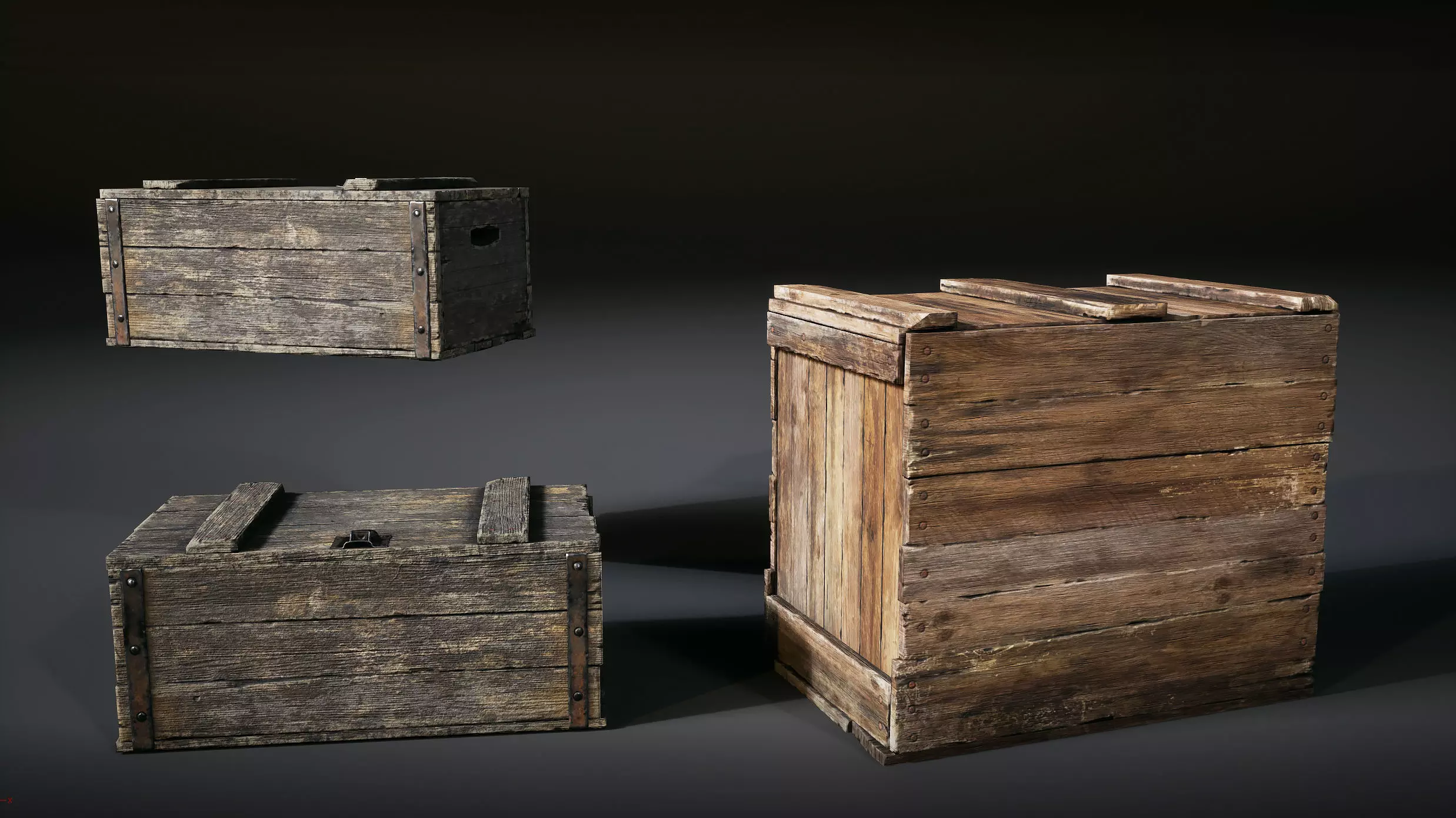 Vintage Barrels and Crates Pack Low-poly 3D model_6