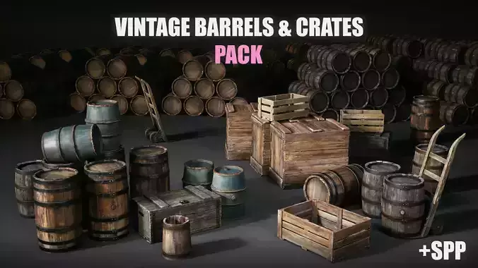 Vintage Barrels and Crates Pack