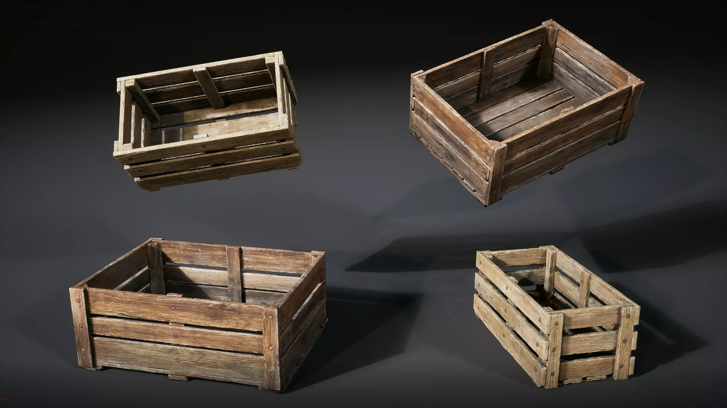 Vintage Barrels and Crates Pack Low-poly 3D model_7