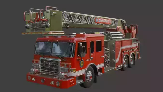 Fire Department Ladder Truck-3D Model 3D model
