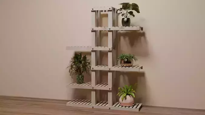 Wooden Slats Plant Stand