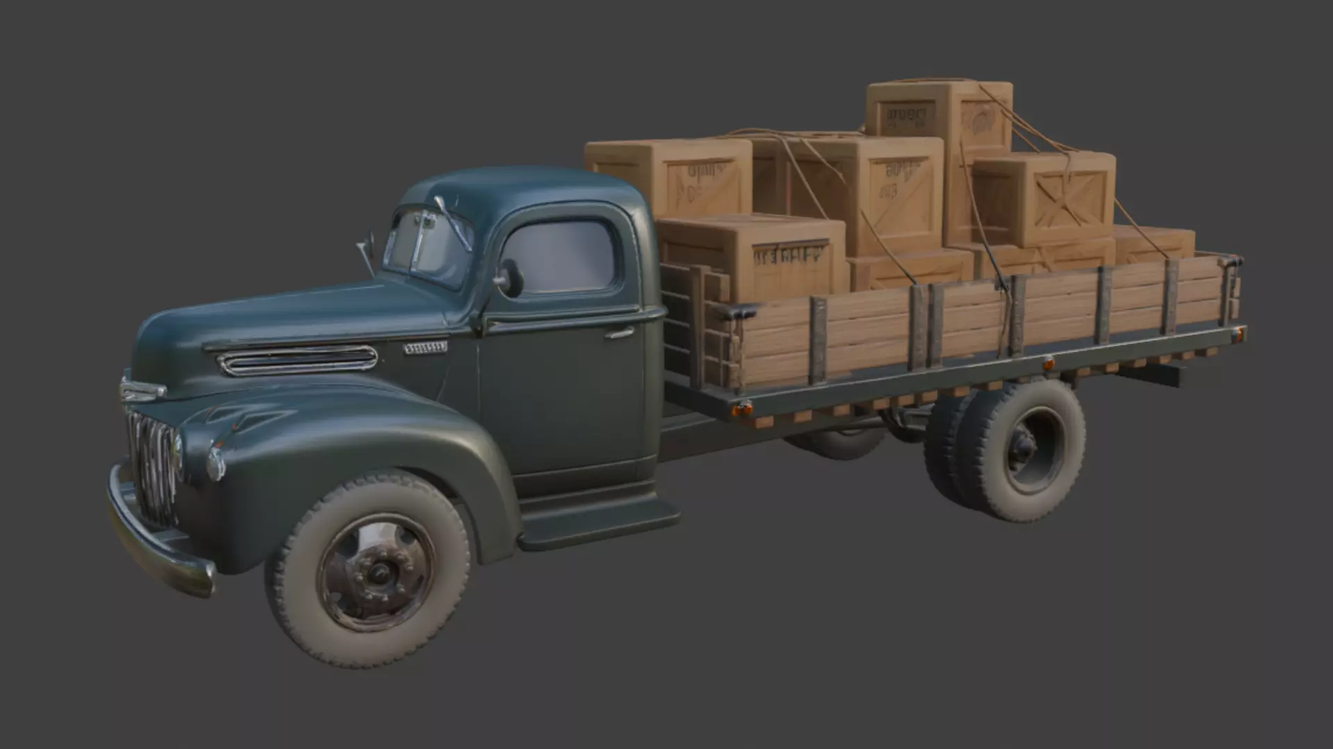 Vintage Cargo Truck 3D Model 3D model_1