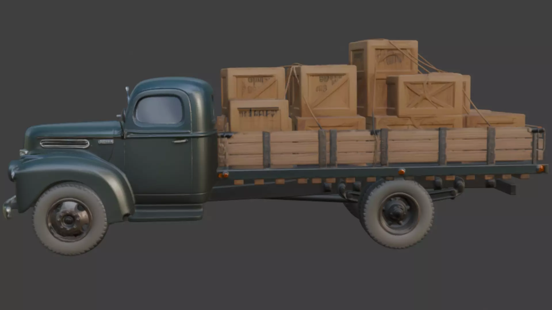 Vintage Cargo Truck 3D Model 3D model_2