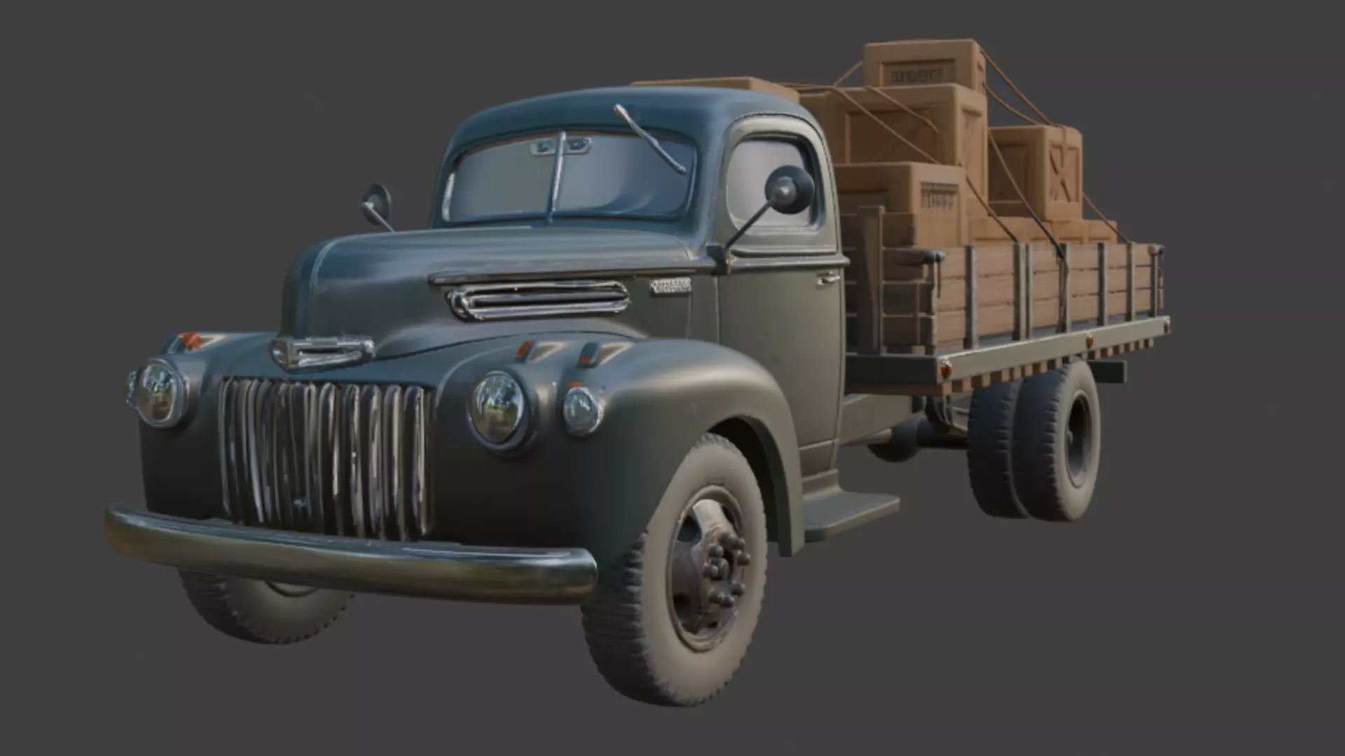 Vintage Cargo Truck 3D Model 3D model_0