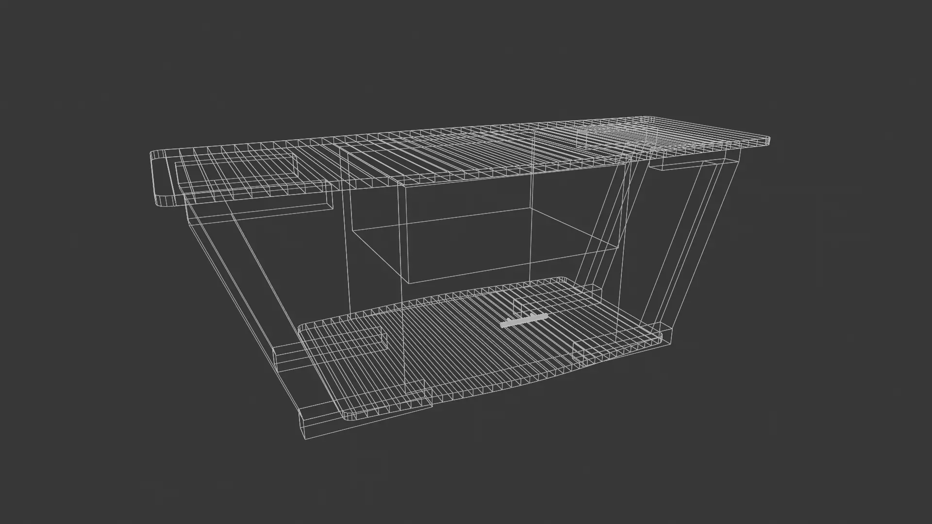 Iron and Wood Minimalist TV Stand Low-poly 3D model_5