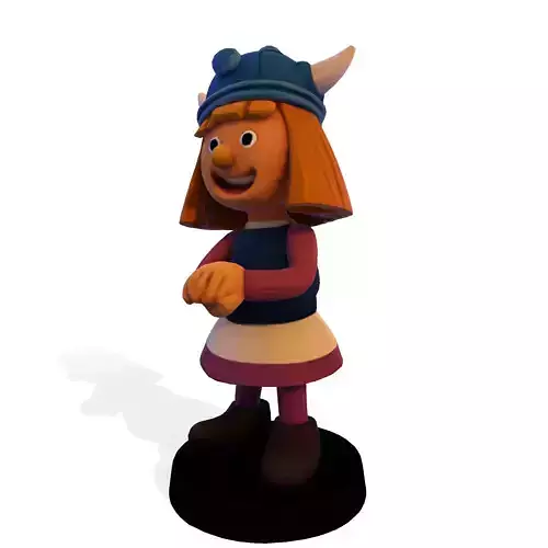 Viking Girl 3D printable figurine with circular base