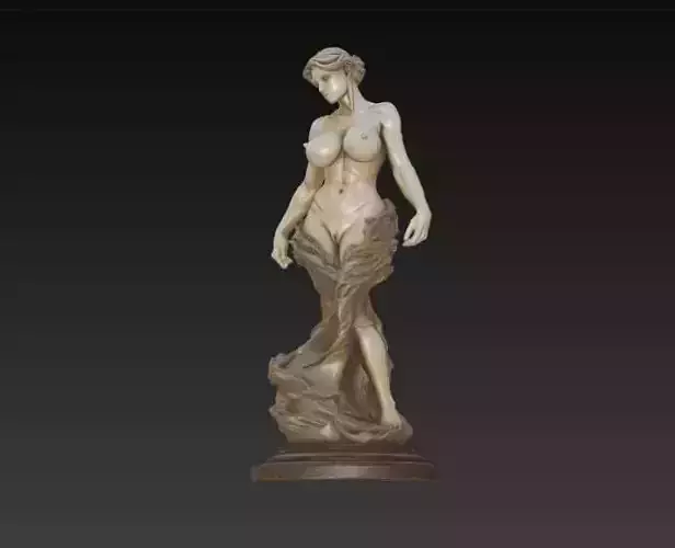 Elegant sculpted figure of a woman on a rounded base fluidity