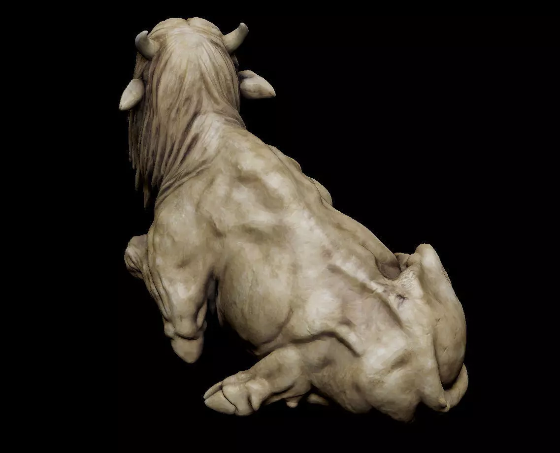 Japanese Folklore Yokai Kudan Statue Human Faced Cow 3D print model_4